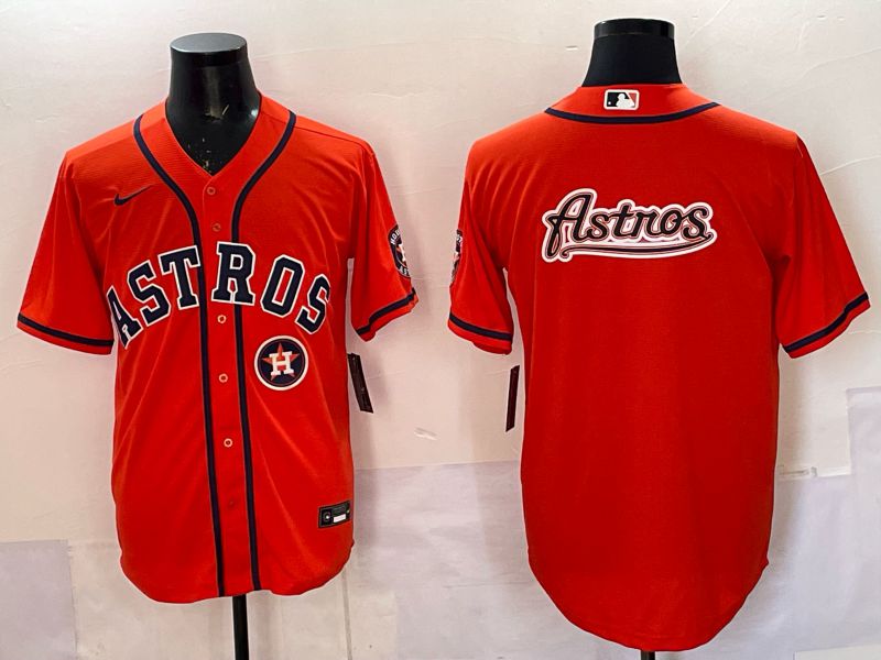 Men 2025 Houston Astros Blank Orange Nike MLB Jersey style 072